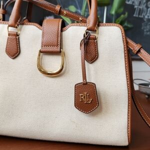 Lauren Ralph Lauren Brown and Cream Satchel
